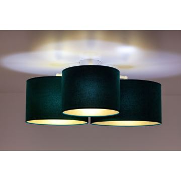 Duolla - Iluminação de teto ROLLER TRIO 3xE27/60W/230V verde/dourada