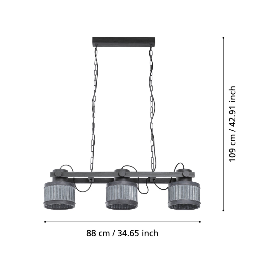 Eglo - Candelabro suspenso 3xE27/28W/230V