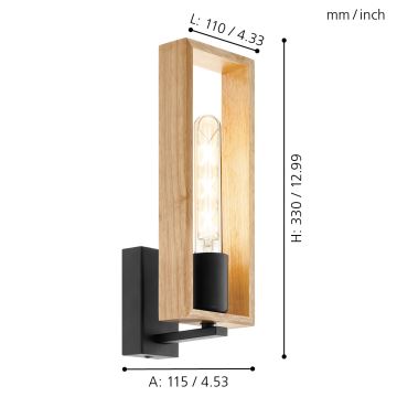 Eglo - Iluminação de parede 1xE27/60W/230V - FSC certificado