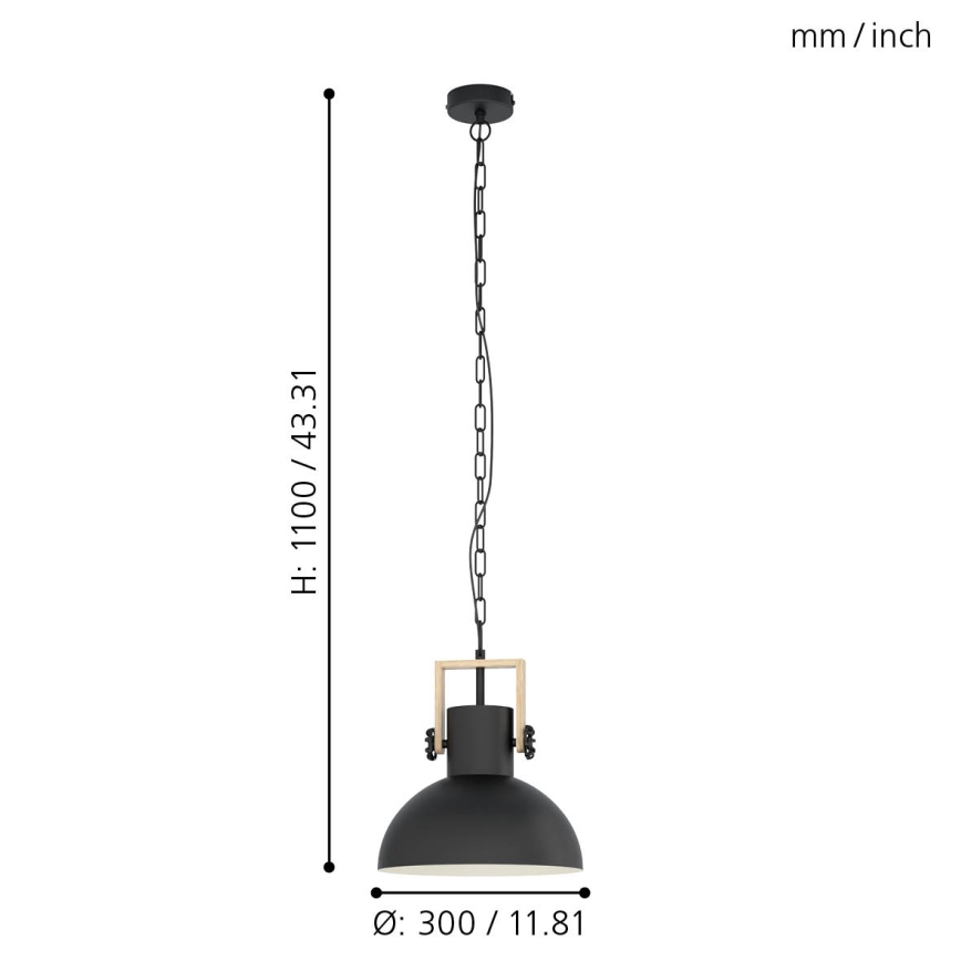 Eglo - Candeeiro suspenso 1xE27/28W/230V - FSC certificado