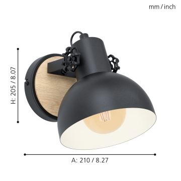 Eglo - Iluminação de parede 1xE27/28W/230V - FSC certificado