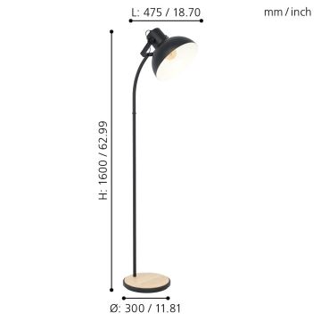 Eglo - Candeeiro de chão 1xE27/28W/230V - FSC certificado