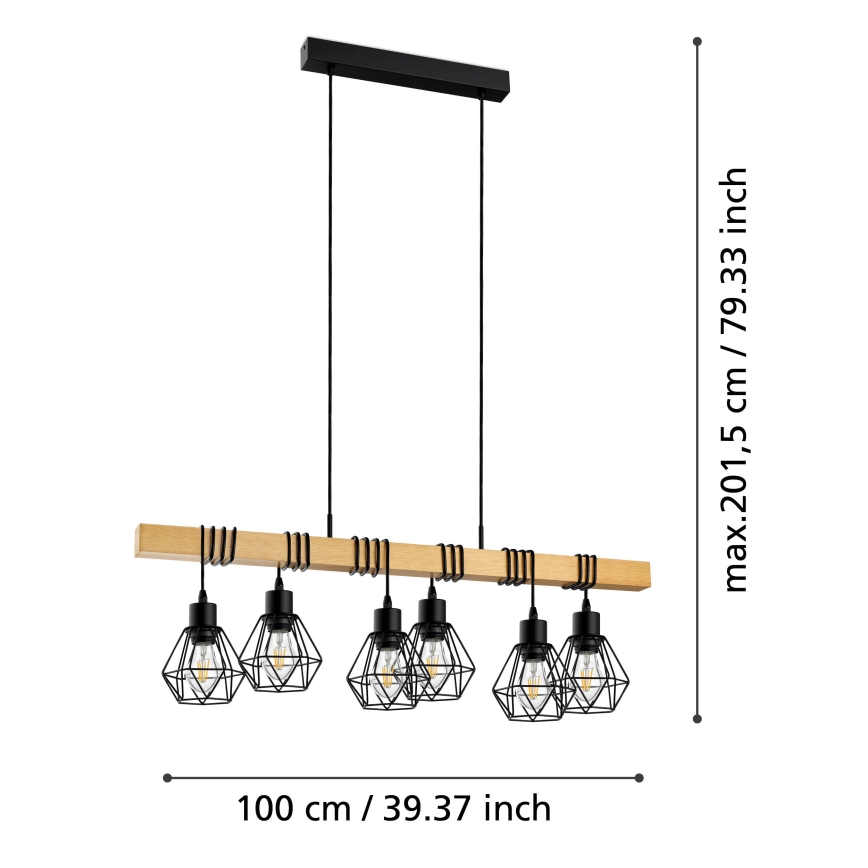 Eglo - Candeeiro suspenso 6xE27/60W/230V - FSC certificado