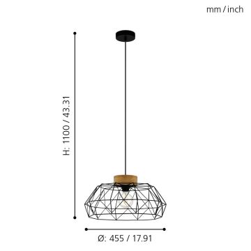 Eglo - Candeeiro suspenso 1xE27/60W/230V - FSC certificado