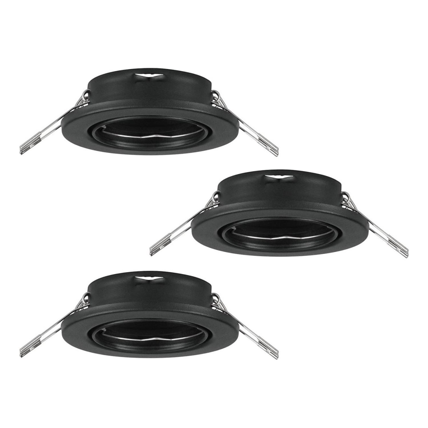 Eglo 75673 - CONJUNTO 3x Focos de encastrar para casa de banho AGULO 1xGU10/35W/230V IP23 preto