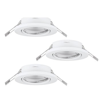 Eglo 75674 - CONJUNTO 3x Focos de encastrar para casa de banho AGULO 1xGU10/35W/230V IP23 branco