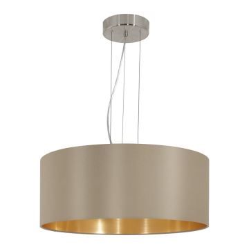 Eglo 78693 - Candeeiro suspenso MASERLO 3xE27/60W/230V diâmetro 53 cm bege/cobre