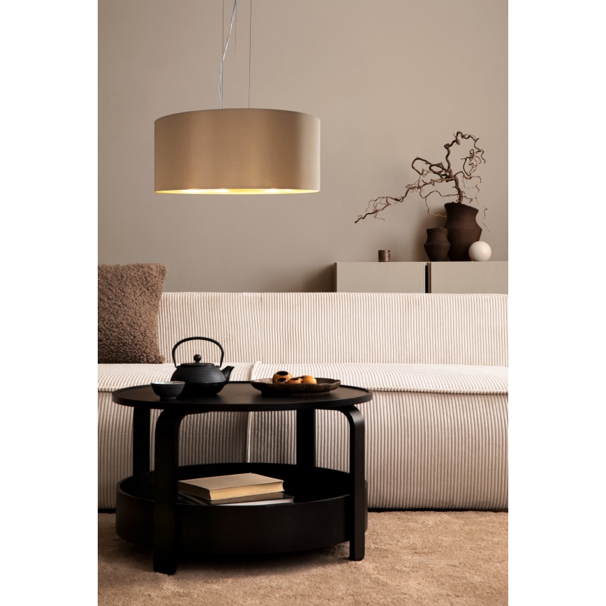 Eglo 78693 - Candeeiro suspenso MASERLO 3xE27/60W/230V diâmetro 53 cm bege/cobre