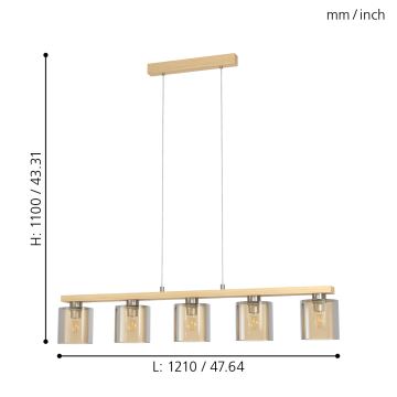 Eglo - Candeeiro suspenso 5xE27/28W/230V - FSC certificado