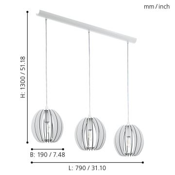 Eglo 94444 - Candelabro COSSANO 3xE14/40W/230V