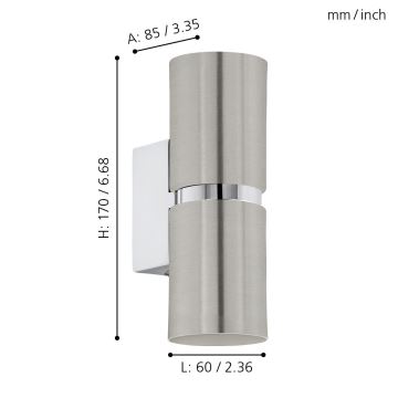 Eglo - Luz de parede LED 2xGU10/3.3W/230V redondo