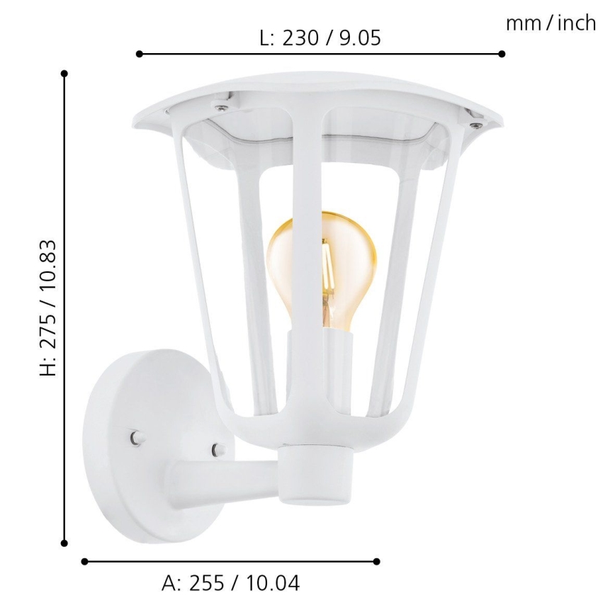 Eglo - Luz de parede de exterior 1xE27/60W/230V branco IP44