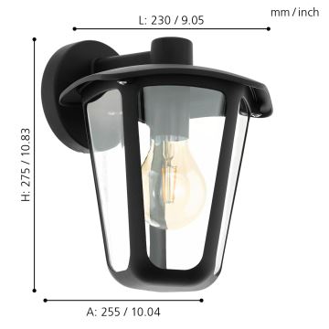 Eglo 98121 - Luz de parede de exterior MONREALE 1xE27/60W/230V preto antigo IP44