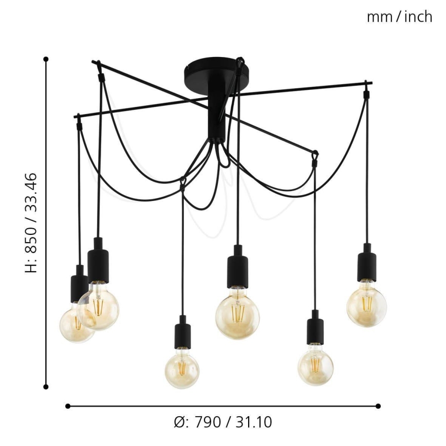 Eglo - Candelabro num fio 6xE27/60W/230V