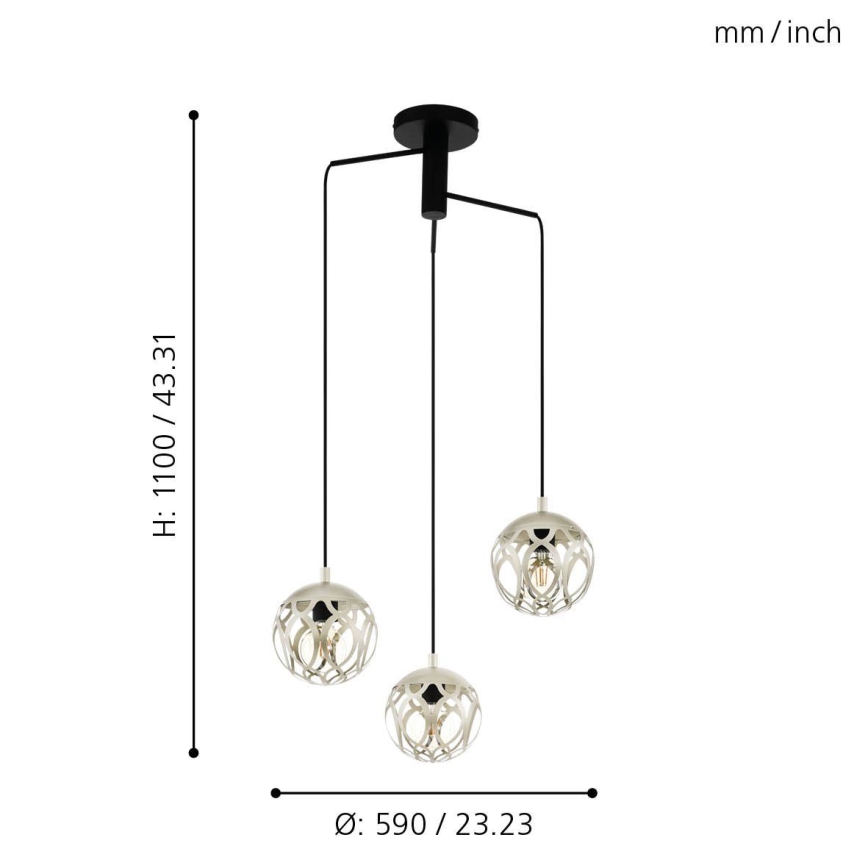 Eglo - Candelabro num fio 3xE27/60W/230V