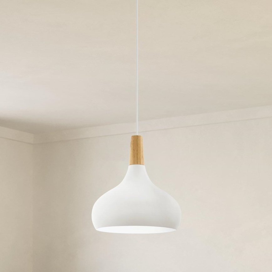 Eglo - Candeeiro suspenso 1xE27/60W/230V diâmetro 28 cm branco - FSC certificado