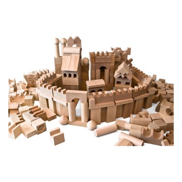 EkoToys - Blocos de madeira naturais 220 pcs