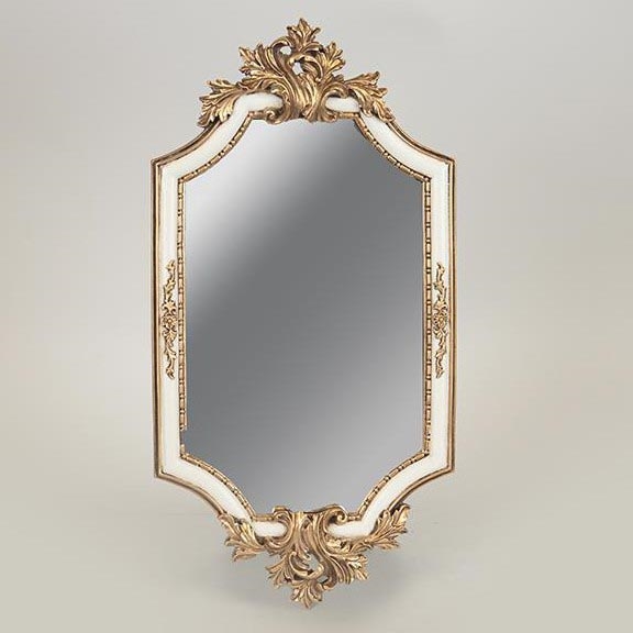 Espelho de parede 41x21 cm branco/dourado