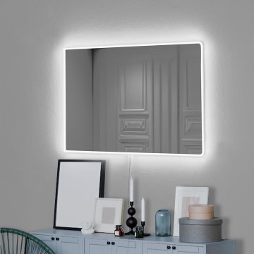 Espelho de parede LED com retroiluminação RECTANGULAR 60x40 cm branco