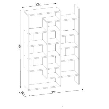 Estante BELINDA 139x94 cm branco/cinzento