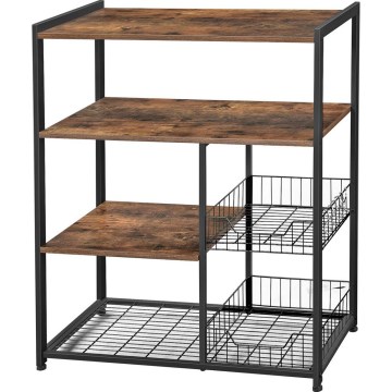 Estante de cozinha com prateleiras MARGE castanho/preto
