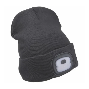 Extol - Chapéu com uma lanterna de cabeça e USB carregamento 250 mAh preto size UNI