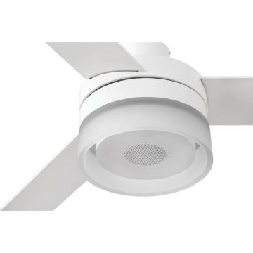 FARO 33460 - Ventoinha de teto LED com um altifalante ICE LED/15W/230V branco/castanho + controlo remoto