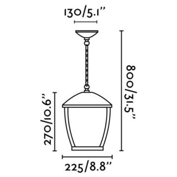 FARO 75002 - Candelabro de exterior numa corrente WILMA 1xE27/100W/230V IP44