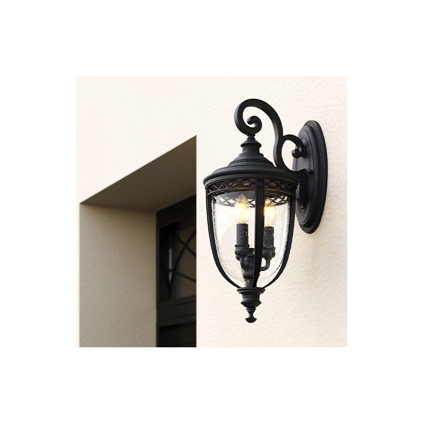 Feiss - Iluminação de parede exterior ENGLISH BRIDLE 3xE14/60W/230V IP44 preto