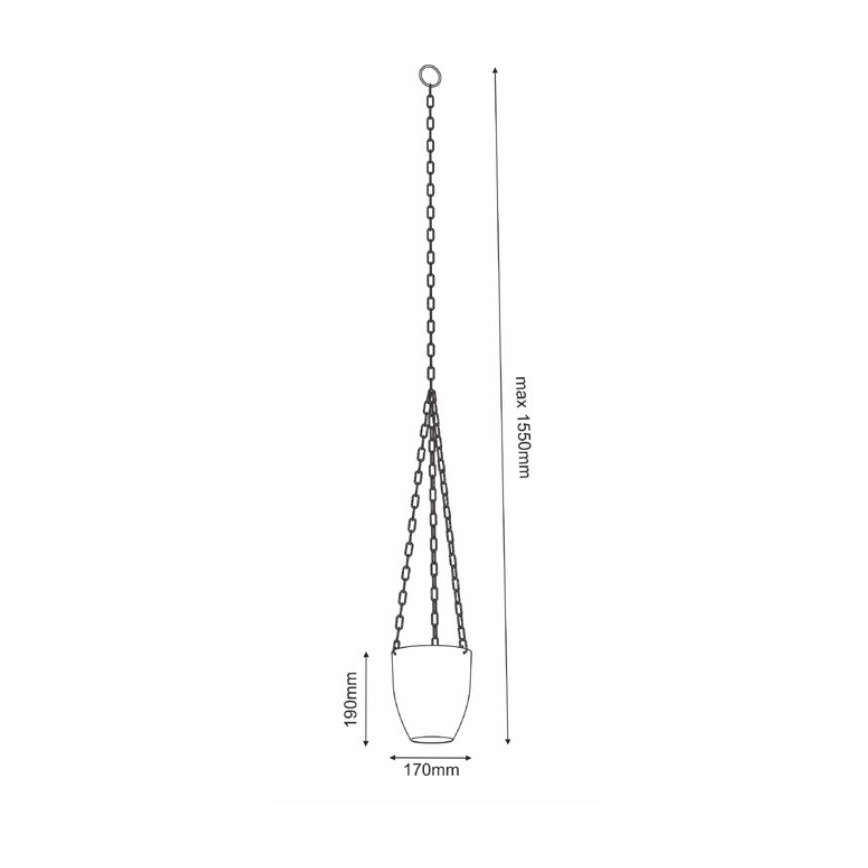 Floreira suspensa 155x17 cm branco