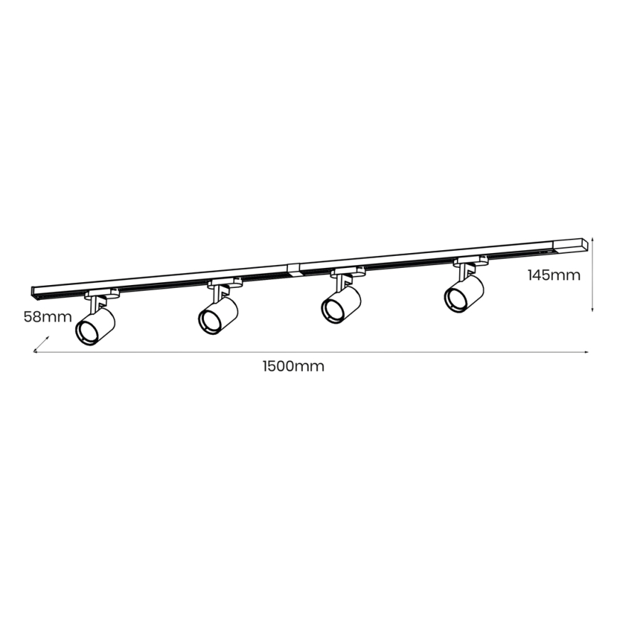 Foco em sistema de carril VOLF 4xGU10/10W/230V preto