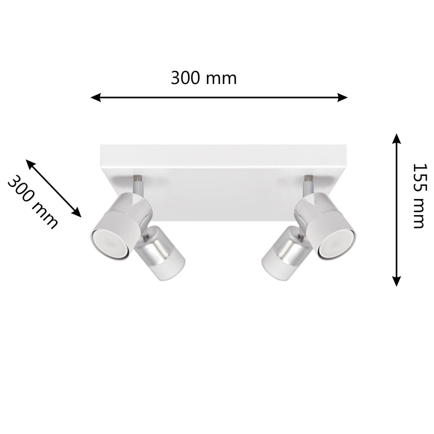 Foco LED TUBSSON 4xGU10/4,8W/230V branco/cromado brilhante