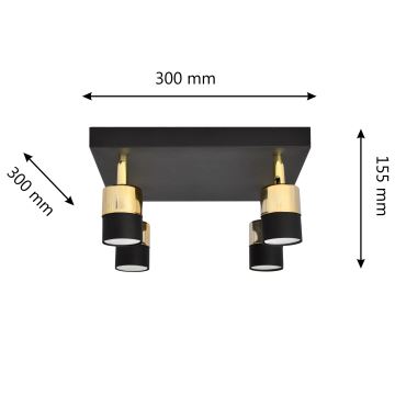 Foco LED TUBSSON 4xGU10/4,8W/230V preto/dourada