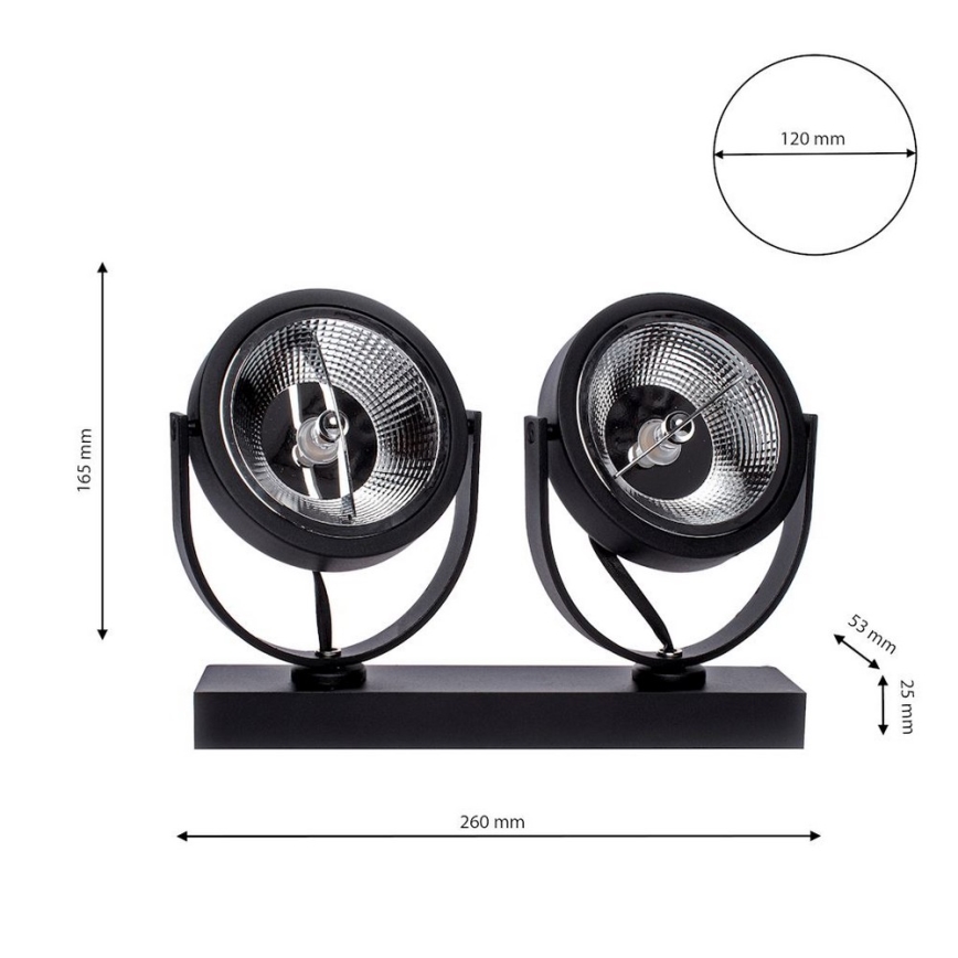 Foco LUGAR 2xAR111 - GU10/25W/230V