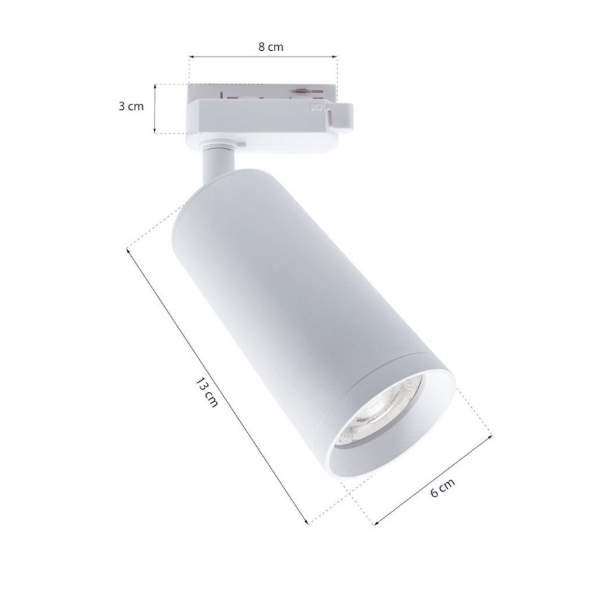 Foco MICA para sistema de carril 1xGU10/25W/230V monofásico branco