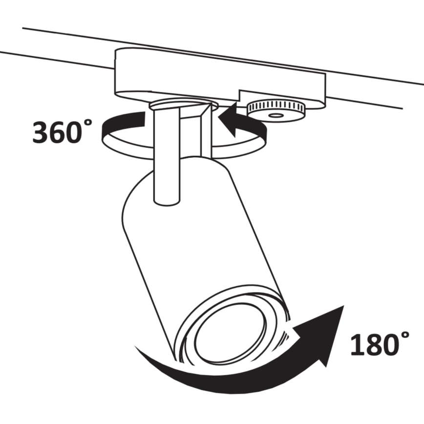 Foco para sistema de carril MINOR 3xGU10/10W/230V + 1 m carril sistema preto