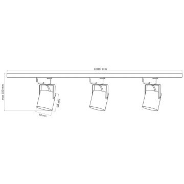 Foco para sistema de carril MINOR 3xGU10/10W/230V + 1 m carril sistema preto