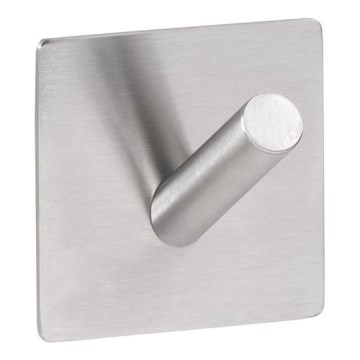 Gancho 4,5x4,5 cm em aço inoxidável, acabamento prateado