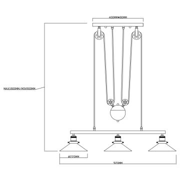 Globo - Candelabro suspenso 3xE27/60W/230V