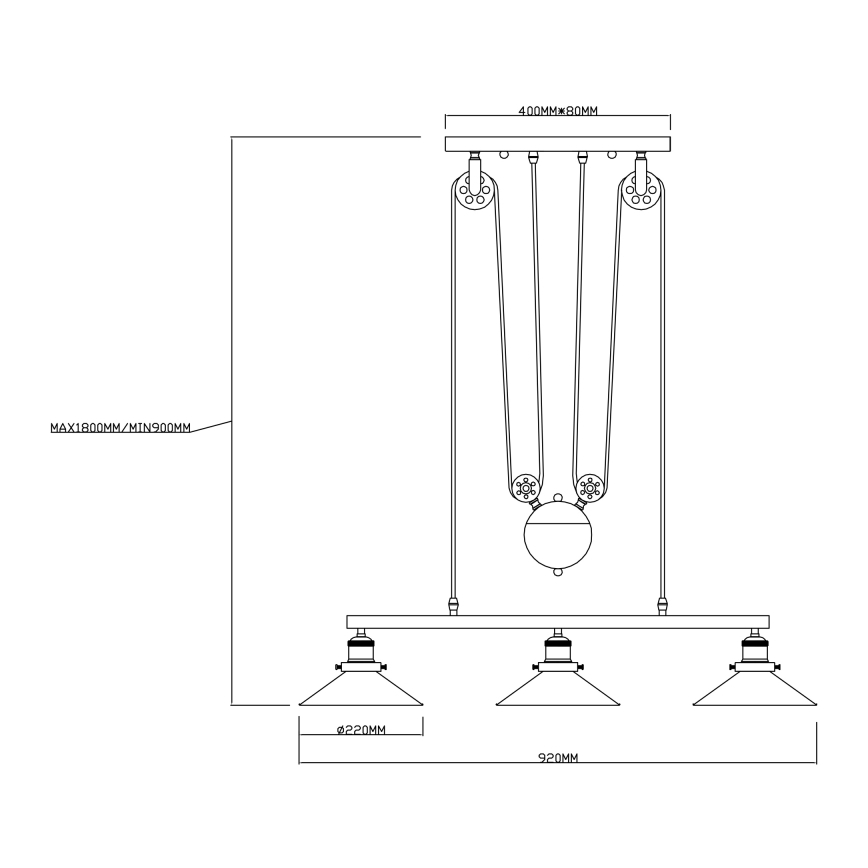 Globo - Candelabro suspenso 3xE27/60W/230V