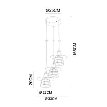 Globo - Candelabro suspenso 3xE27/60W/230V