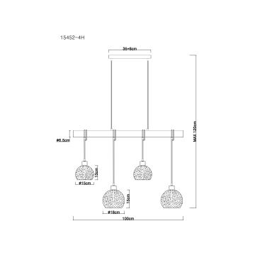 Globo - Candelabro num fio 4xE27/40W/230V