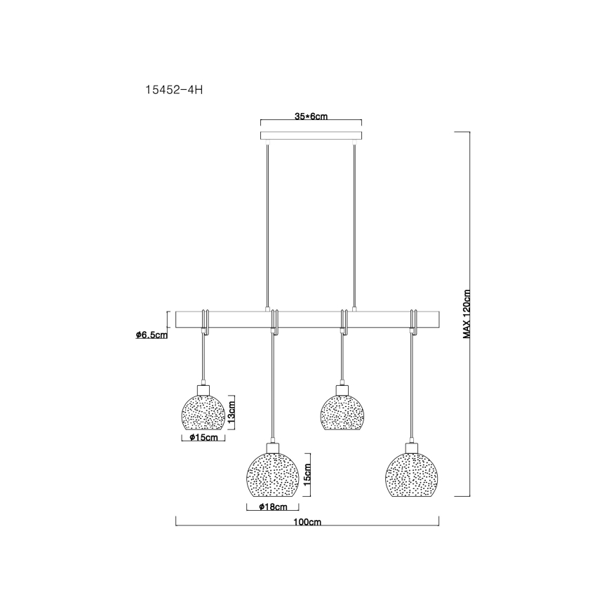 Globo - Candelabro num fio 4xE27/40W/230V