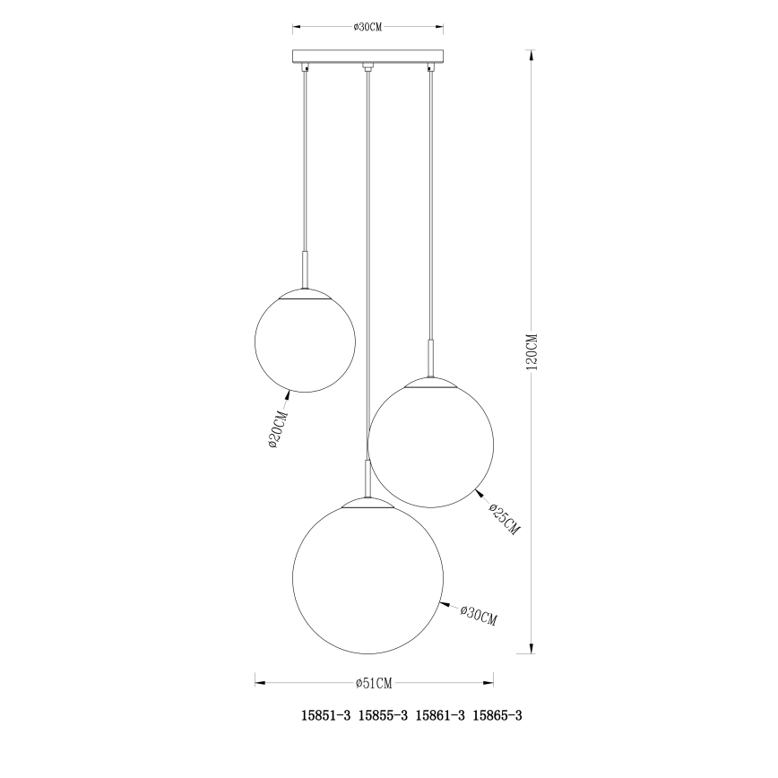 Globo - Candeeiro suspenso 3xE27/40W/230V diâmetro 51 cm