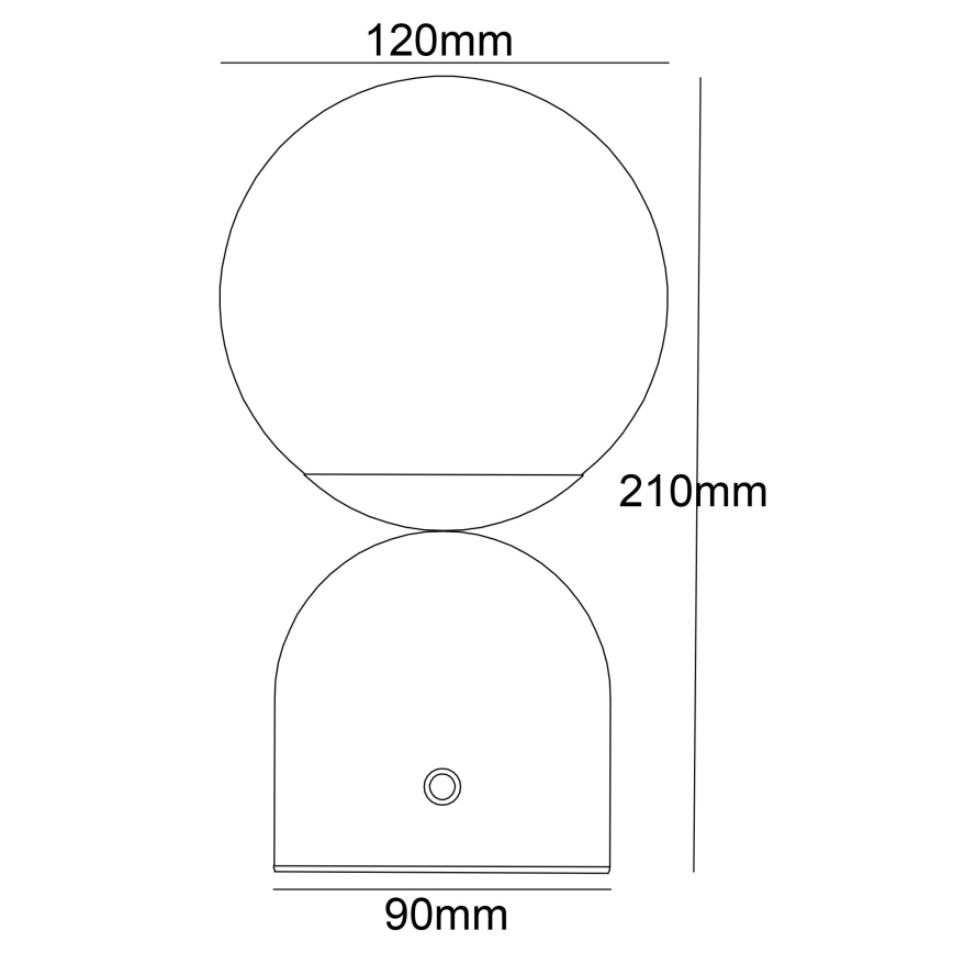 Globo - Candeeiro de mesa táctil LED com regulação LED/2W/5V 2700/4000/65000K 1800 mAh preto