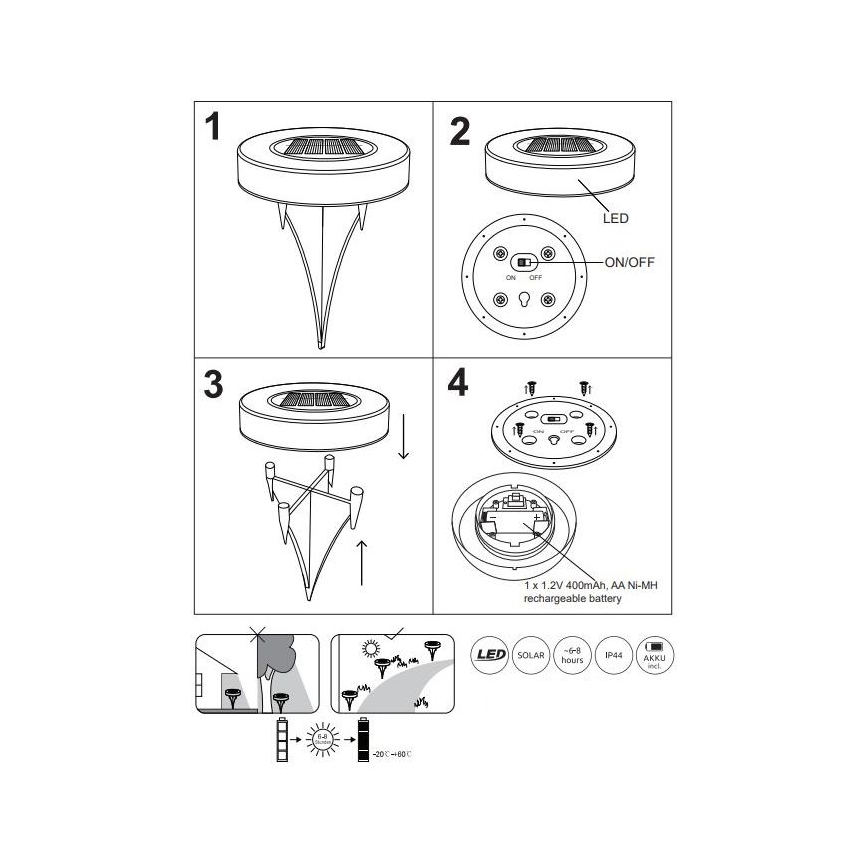 Globo - CONJUNTO 2x Iluminação solar LED LED/0,8W/3V 3200K IP44