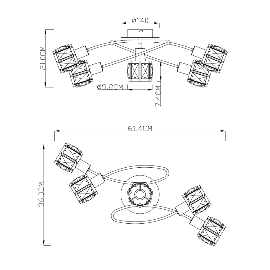 Globo - Candelabro fixo 5xE14/40W/230V