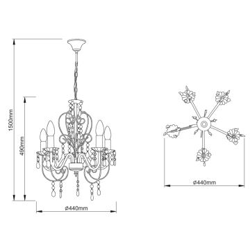 Globo - Candelabro suspenso 5xE14/40W/230V