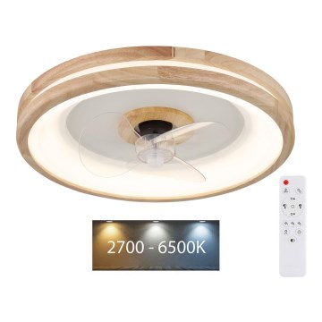 Globo -  Iluminação de teto LED com regulação e ventoinha LED/30W/230V 2700-6500K castanho + comando