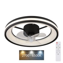 Globo - Iluminação de teto LED com regulação e ventoinha LED/30W/230V 2700-6500K preto + comando
